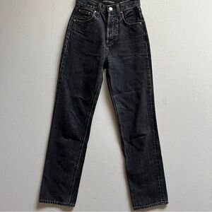 Denim Forum High-Rise Straight Jeans in Black